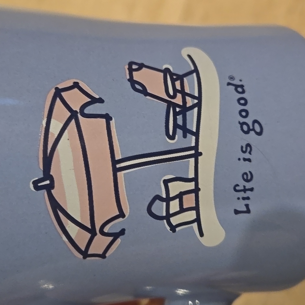 Life is Good Periwinkle Blue Beach Scene Mug - Picture 2 of 7